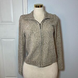 croft & barrow Beige Heather Knit Zip Sweater